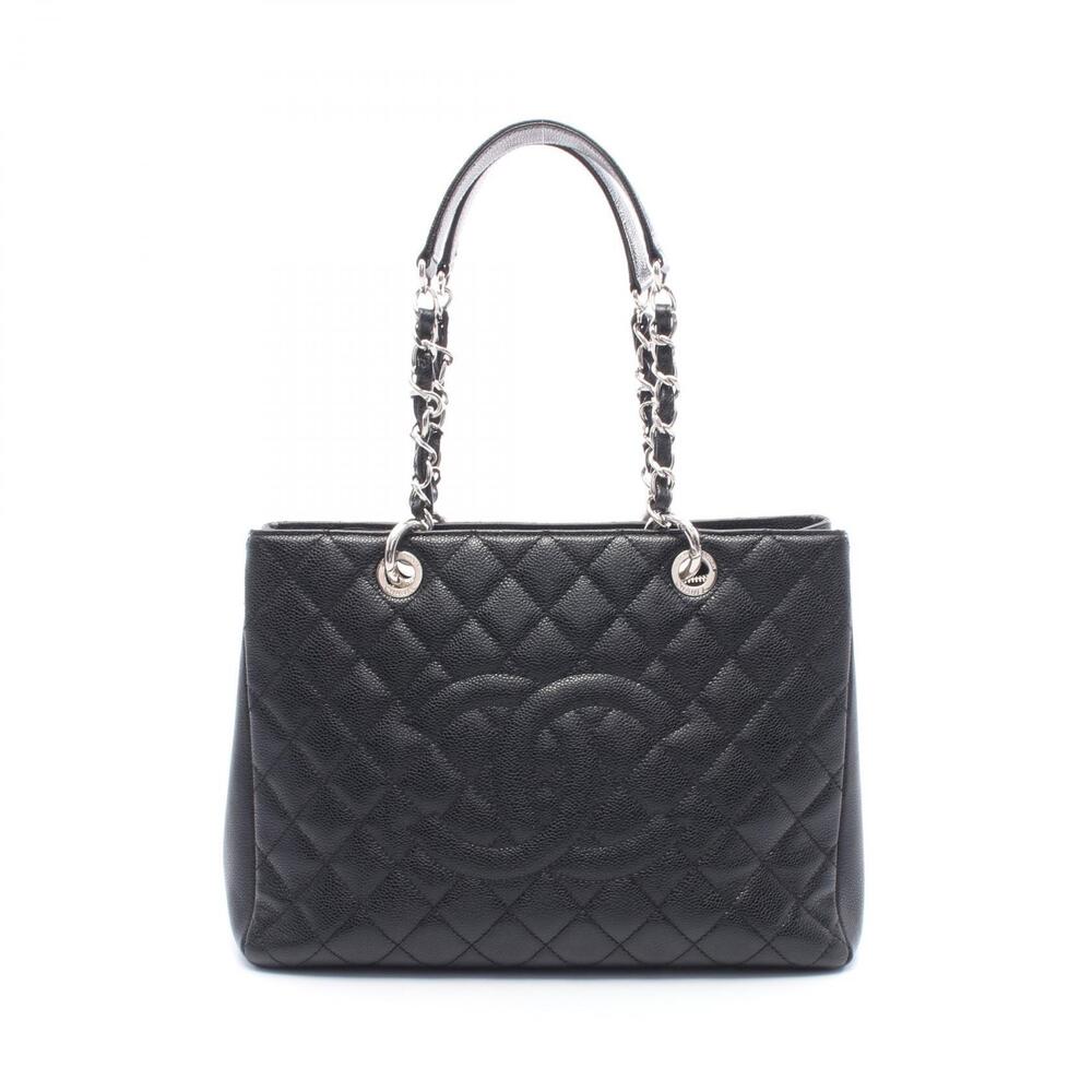 Chanel Matelasse Grand Shopping GST Tote Bag Calfskin Cowhide Black